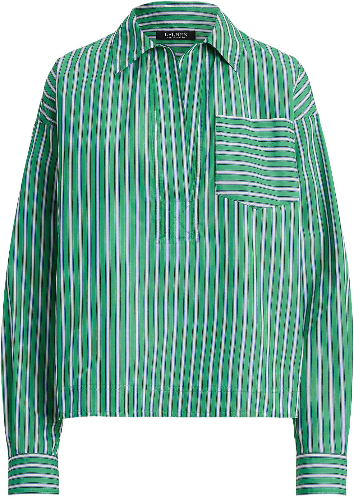 Striped Cotton Broadcloth Cropped Shirt