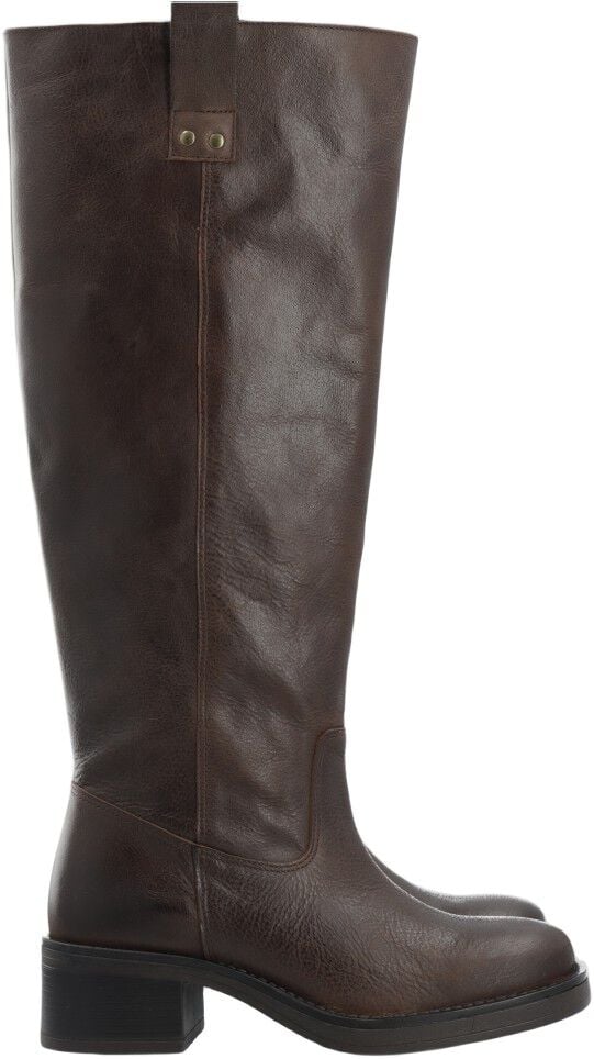 BIAMARY Knee High Pull On Boot Pull Up Leather