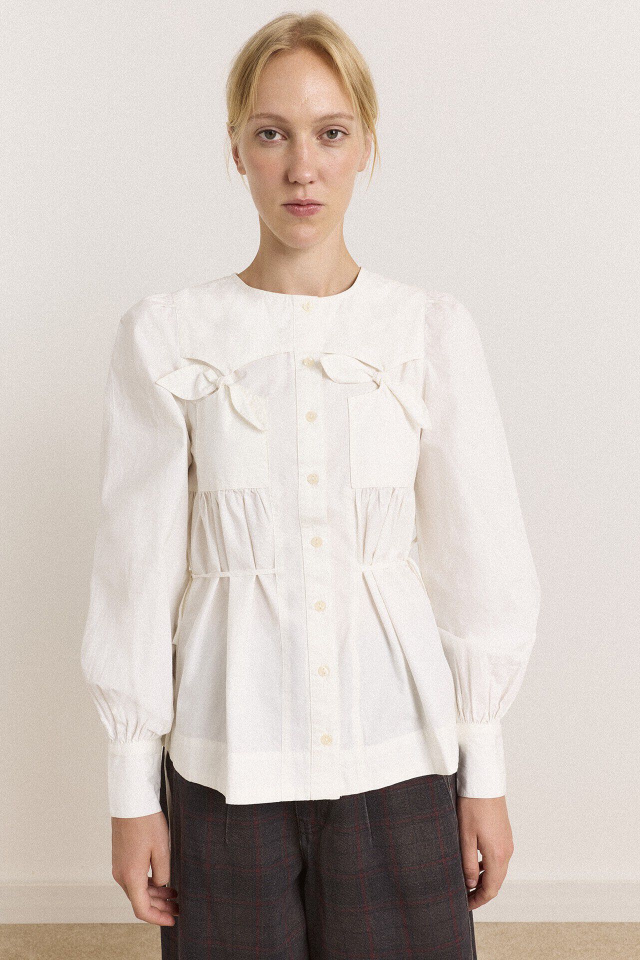 LETTIE BOW DETAIL BLOUSE - WHITE