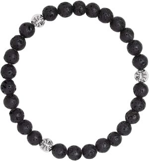 6mm Lava Stone Bracelet with Silver Balls