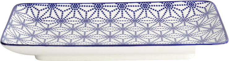 Nippon Blå plade rektangel 21x13,5cm Stjerne