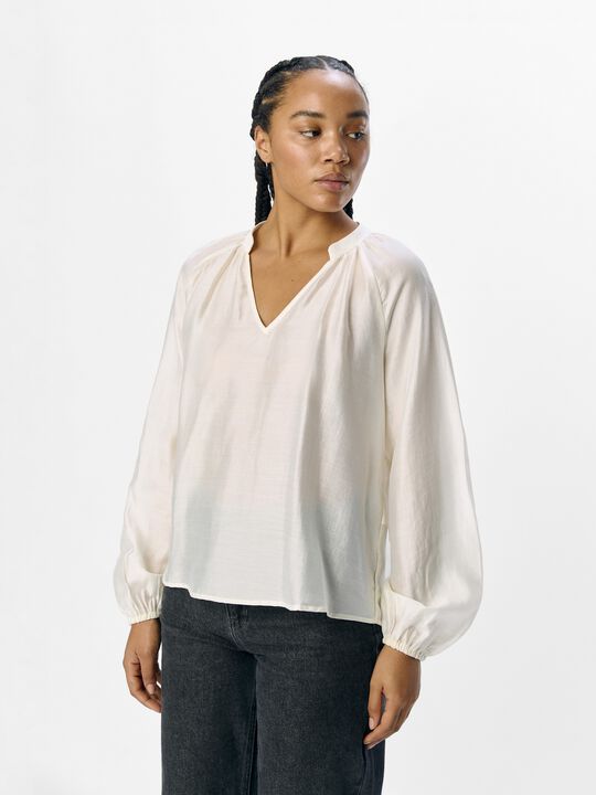 OBJHEIDI L/S LO V-NECK TOP NOOS