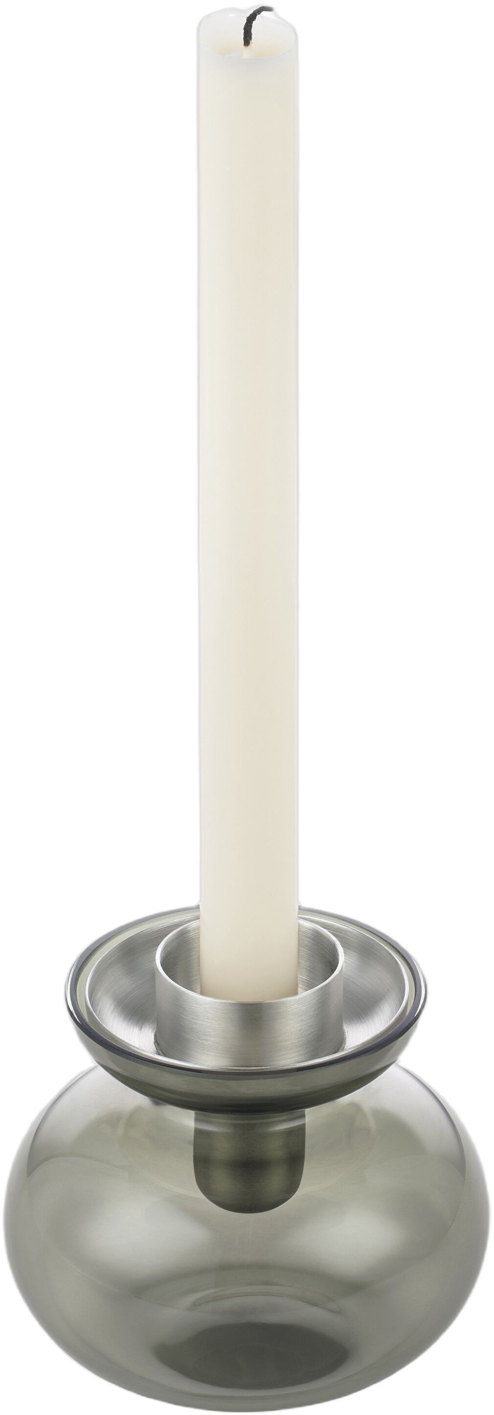 Vase/Lysestake Inu 11 x 10 cm Smoked Grey/Steel