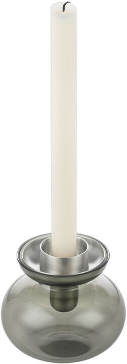 Vase/Lysestake Inu 11 x 10 cm Smoked Grey/Steel