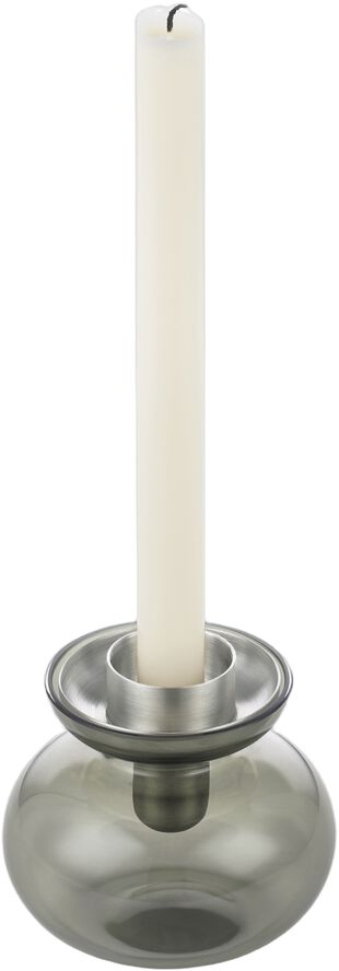 Vase/Lysestake Inu 11 x 10 cm Smoked Grey/Steel