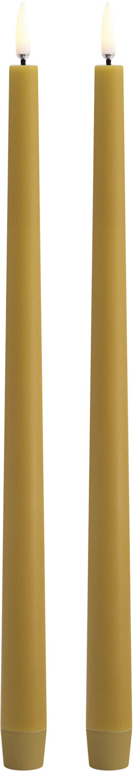 LED taper candle, Curry yellow, Smooth, 2,3x32 cm / 2-pack