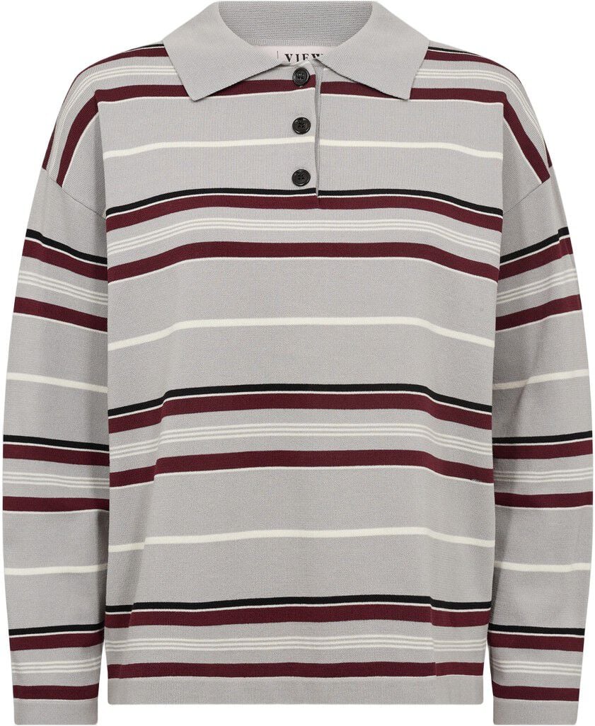 Polo long sleeve stripe knit blouse