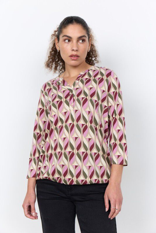 SC-FELICITY AOP 552 Bluse M&oslash;rk r&oslash;d