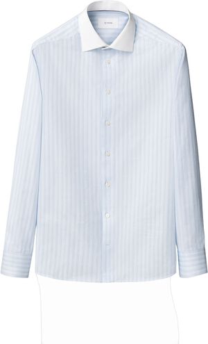 Striped White Collar Signature Twil