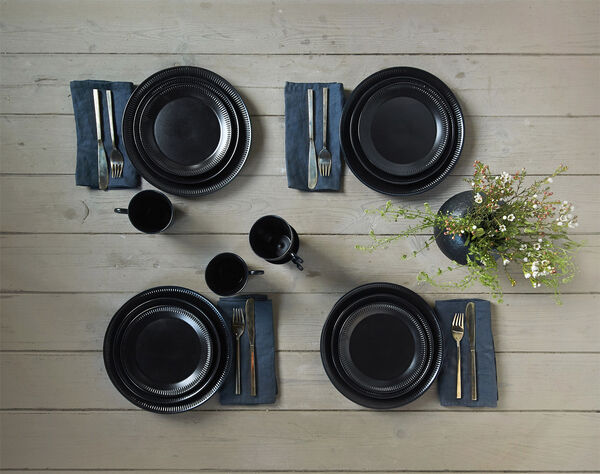 Tallerken, svart, Ø19 cm