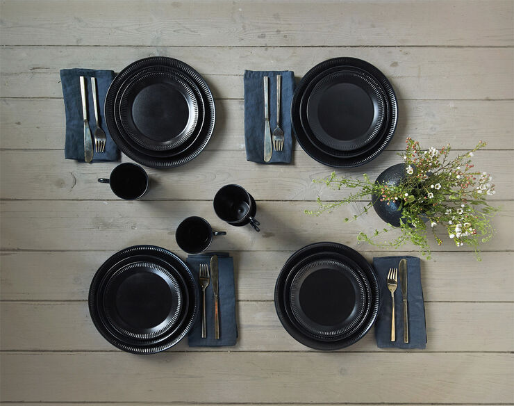 Tallerken, svart, Ø19 cm