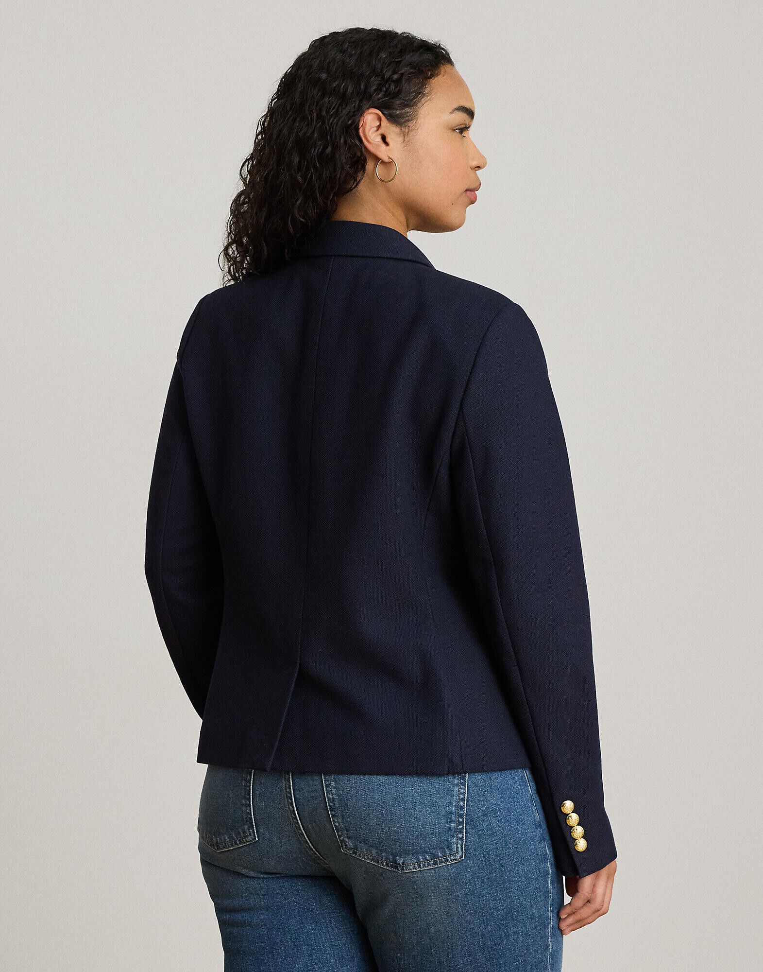Double-Breasted Stretch Piqu&eacute; Blazer
