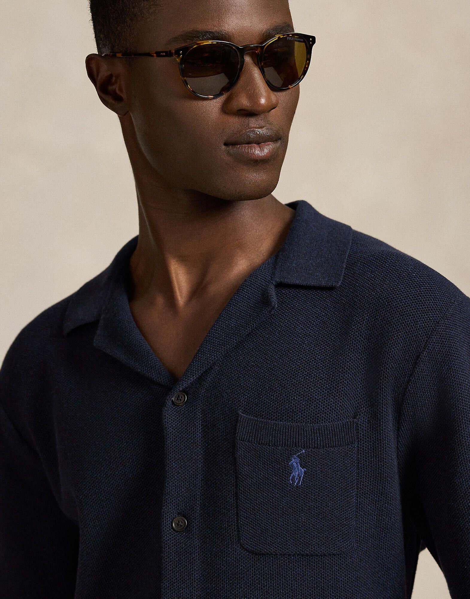 Mesh-Knit Cotton Short-Sleeve Cardigan