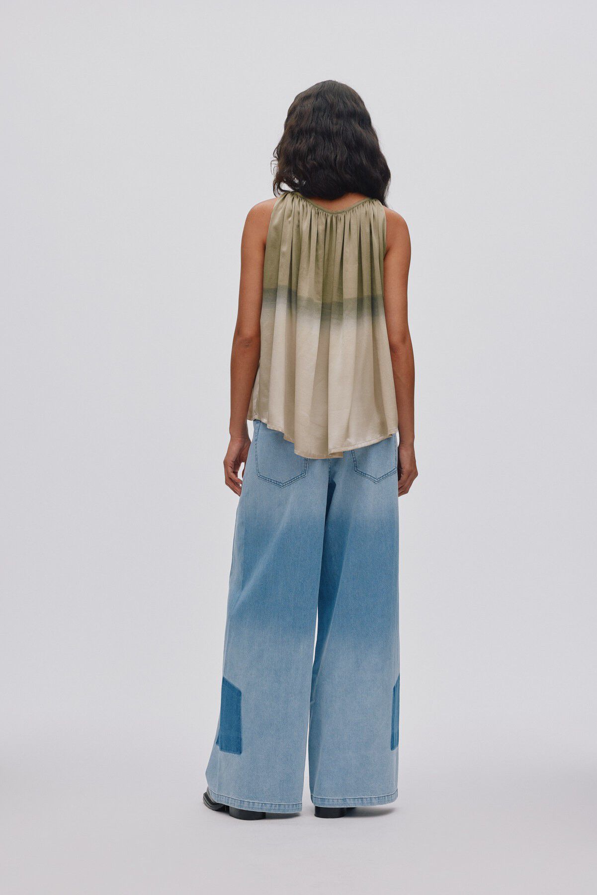 Light denim wide leg pants - Lane