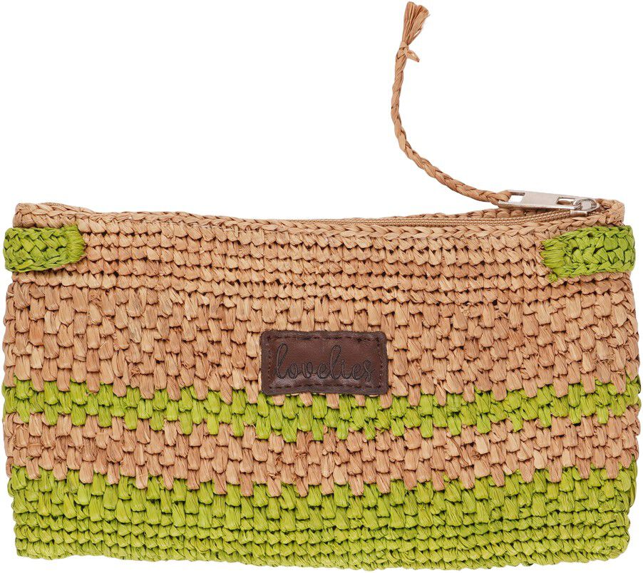 MELISO STRIPE - RAFFIA CLUTCH - H13 X W25 X D5 CM