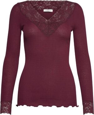 RWBernadine Organic LS V-neck Lace T-shirt