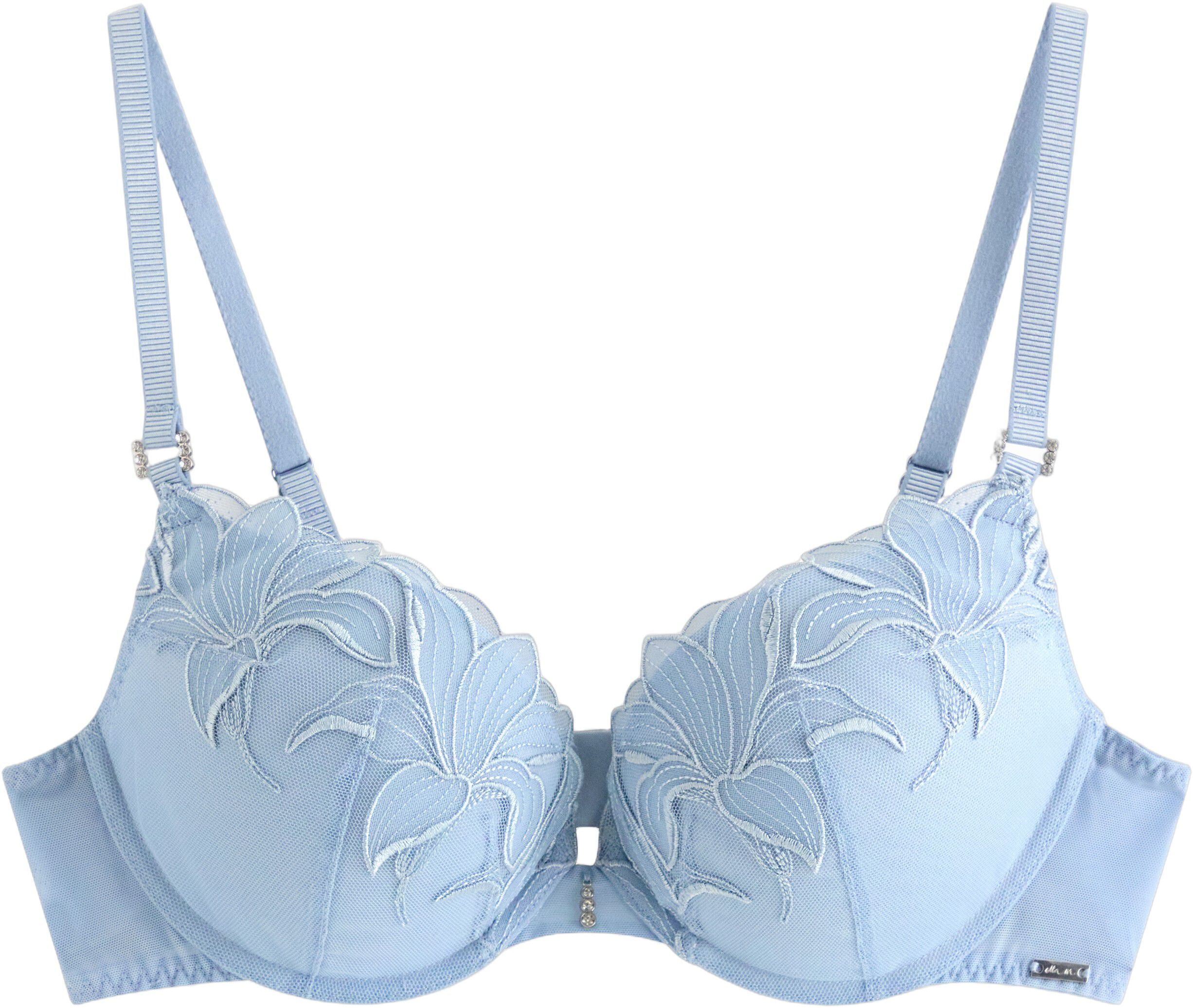 Push-up bra with floral embroidery,