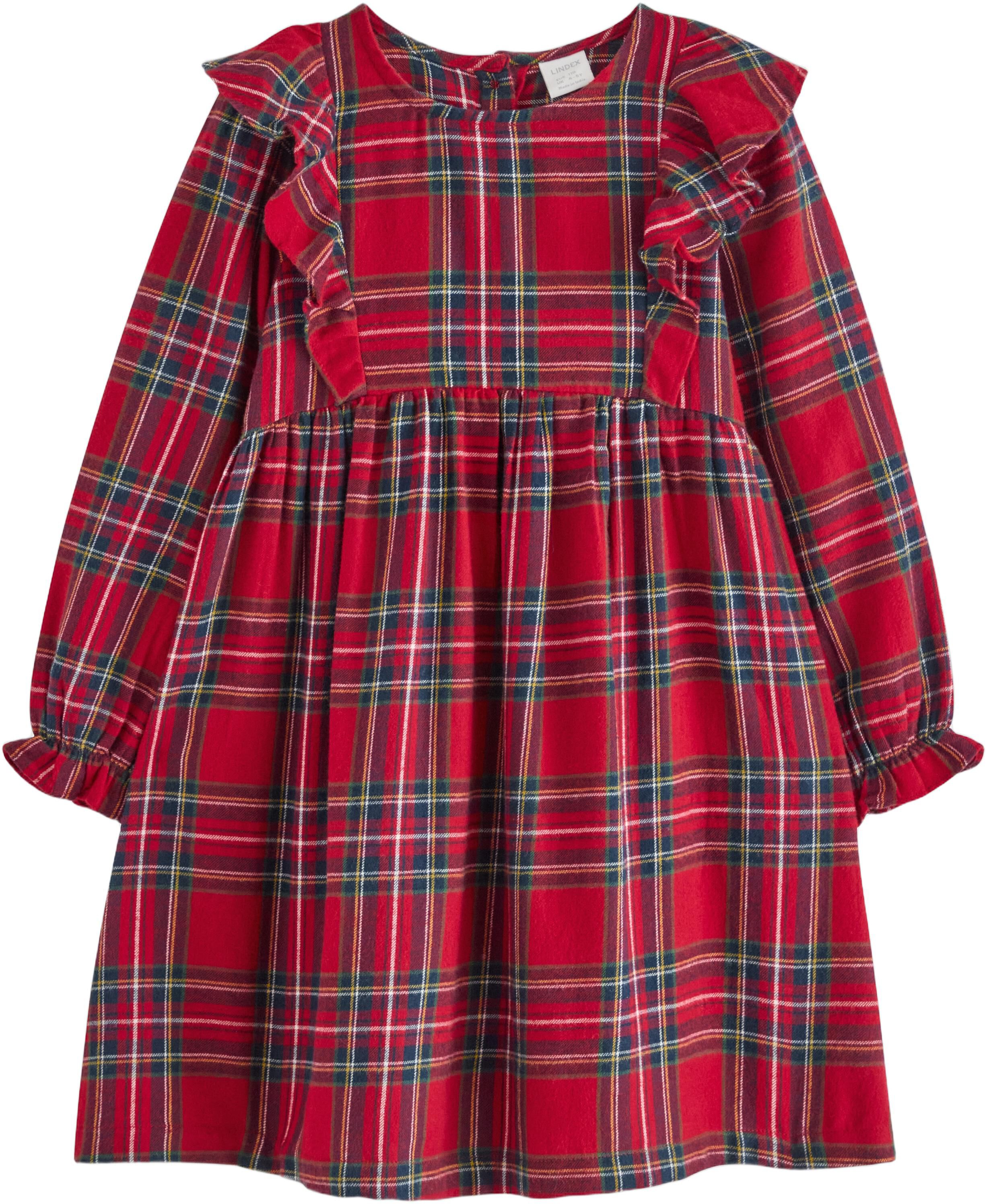 V&aelig;vet, ternet kjole i bl&oslash;d bomuld m