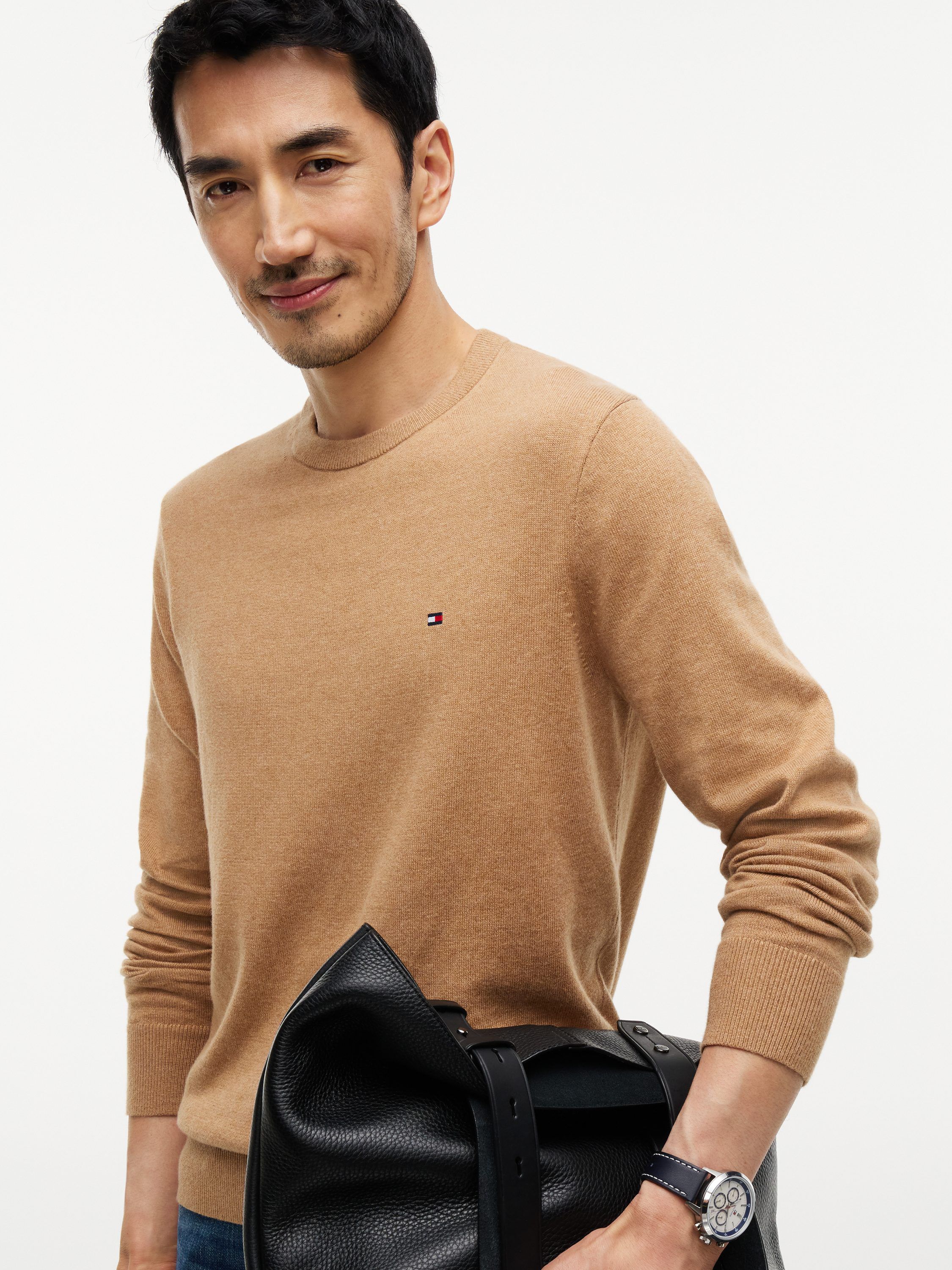 Crew Neck Jumper With Cashmere