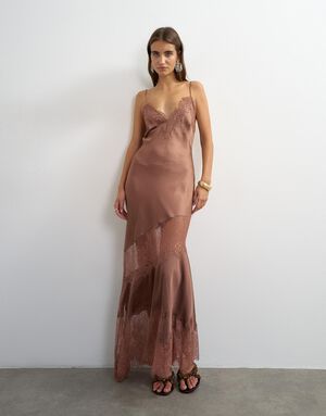 TSILISA SL V-NECK MAXI SLIP DRESS W