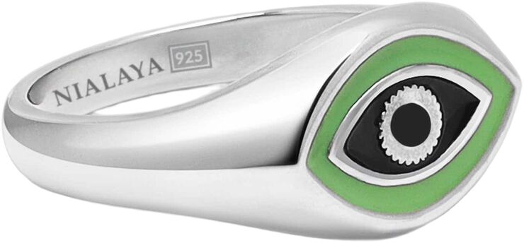 Men's Sterling Silver Evil Eye Signet Ring