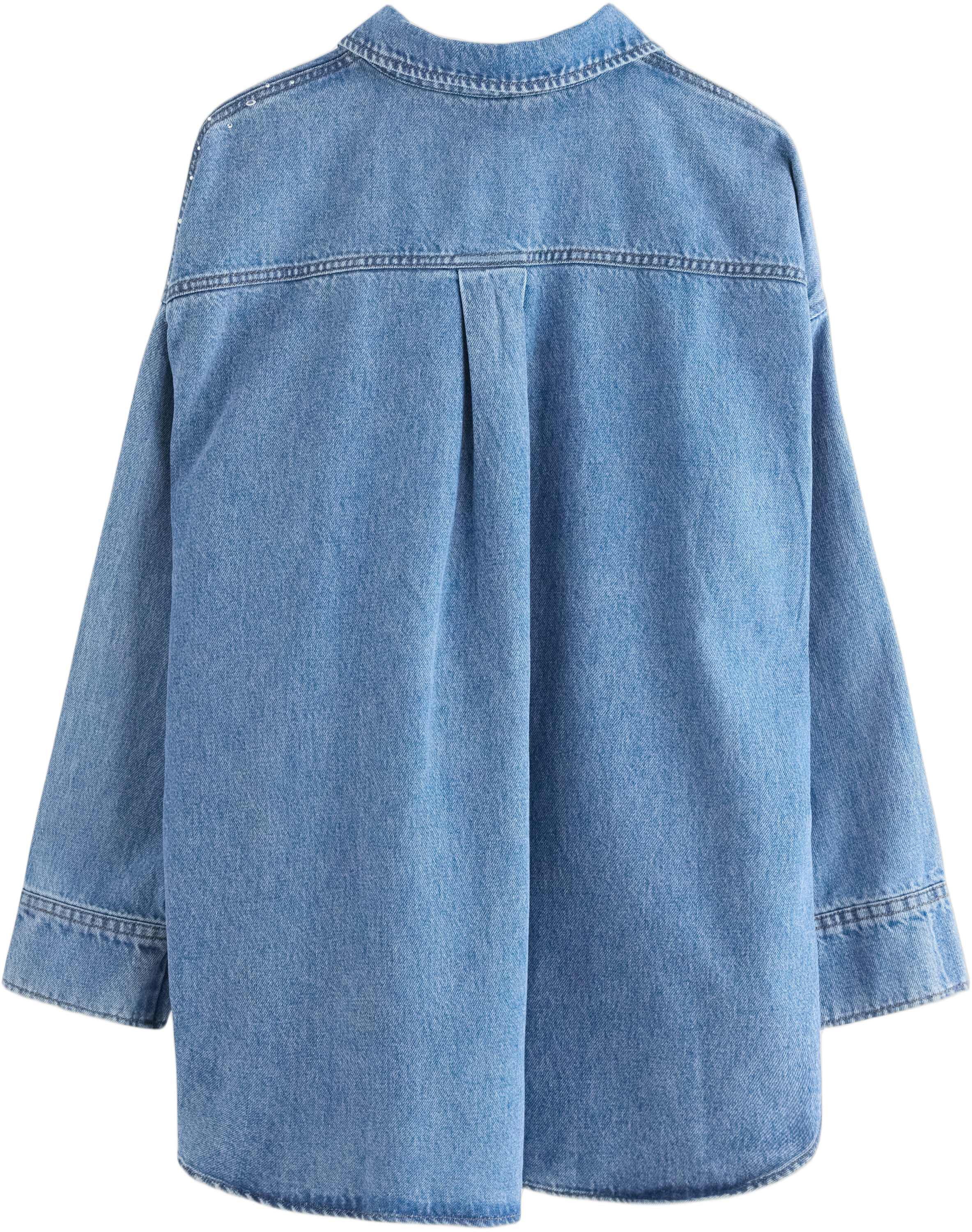 Oversized denim shirt in cotton wit