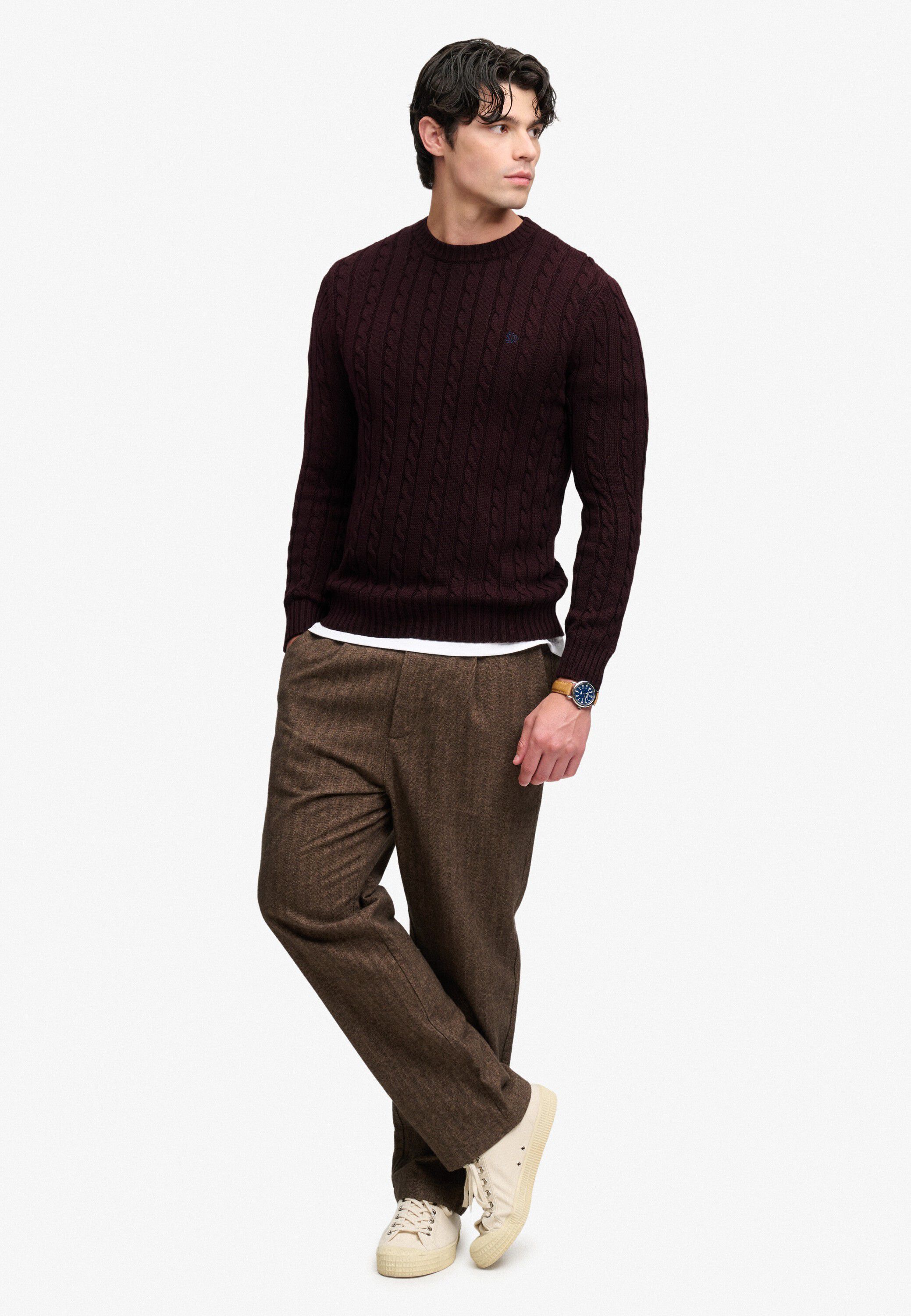 COTTON CABLE KNIT CREW