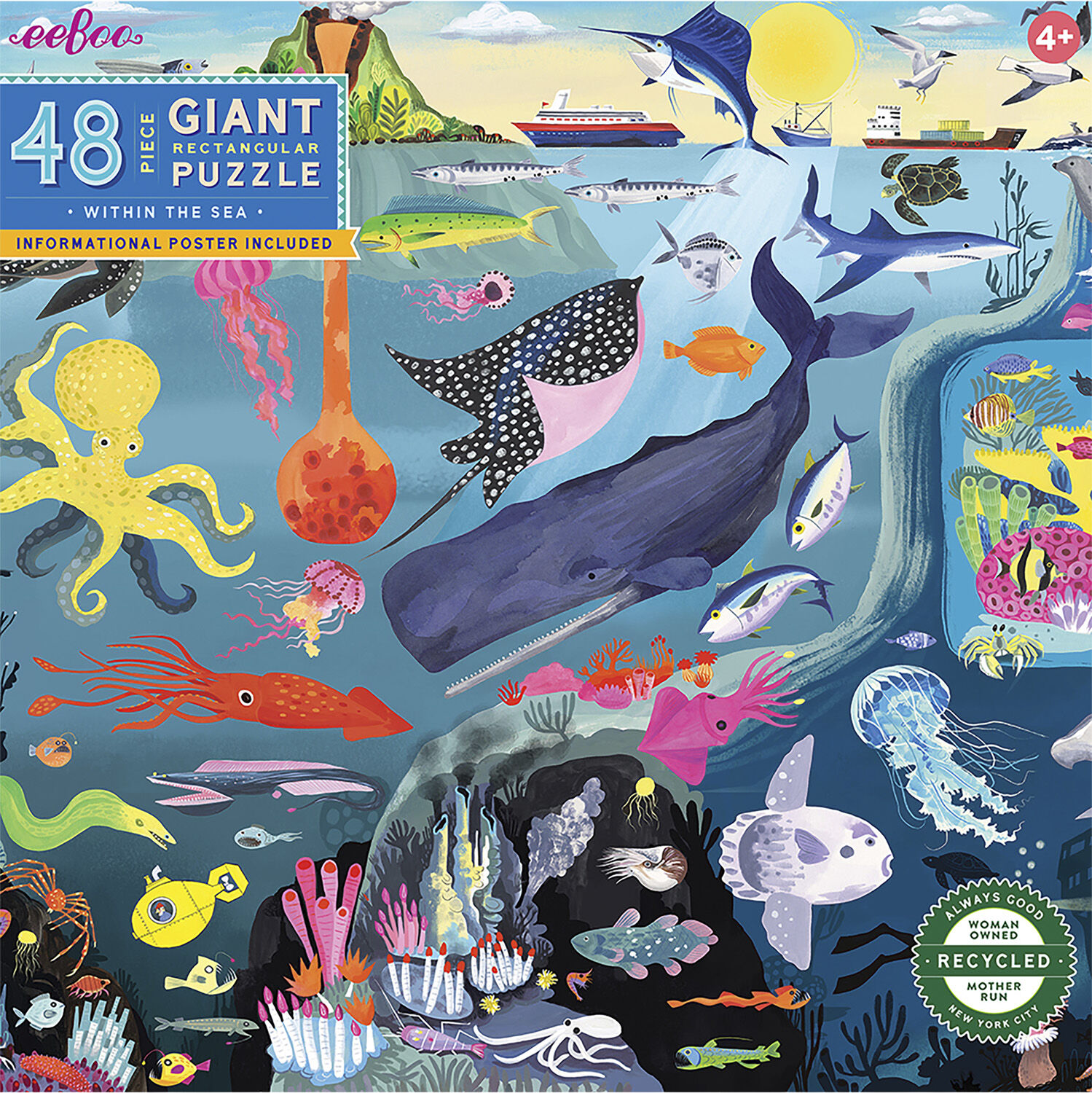 eeBoo - Jumbo puslespil 48 brk - Havet