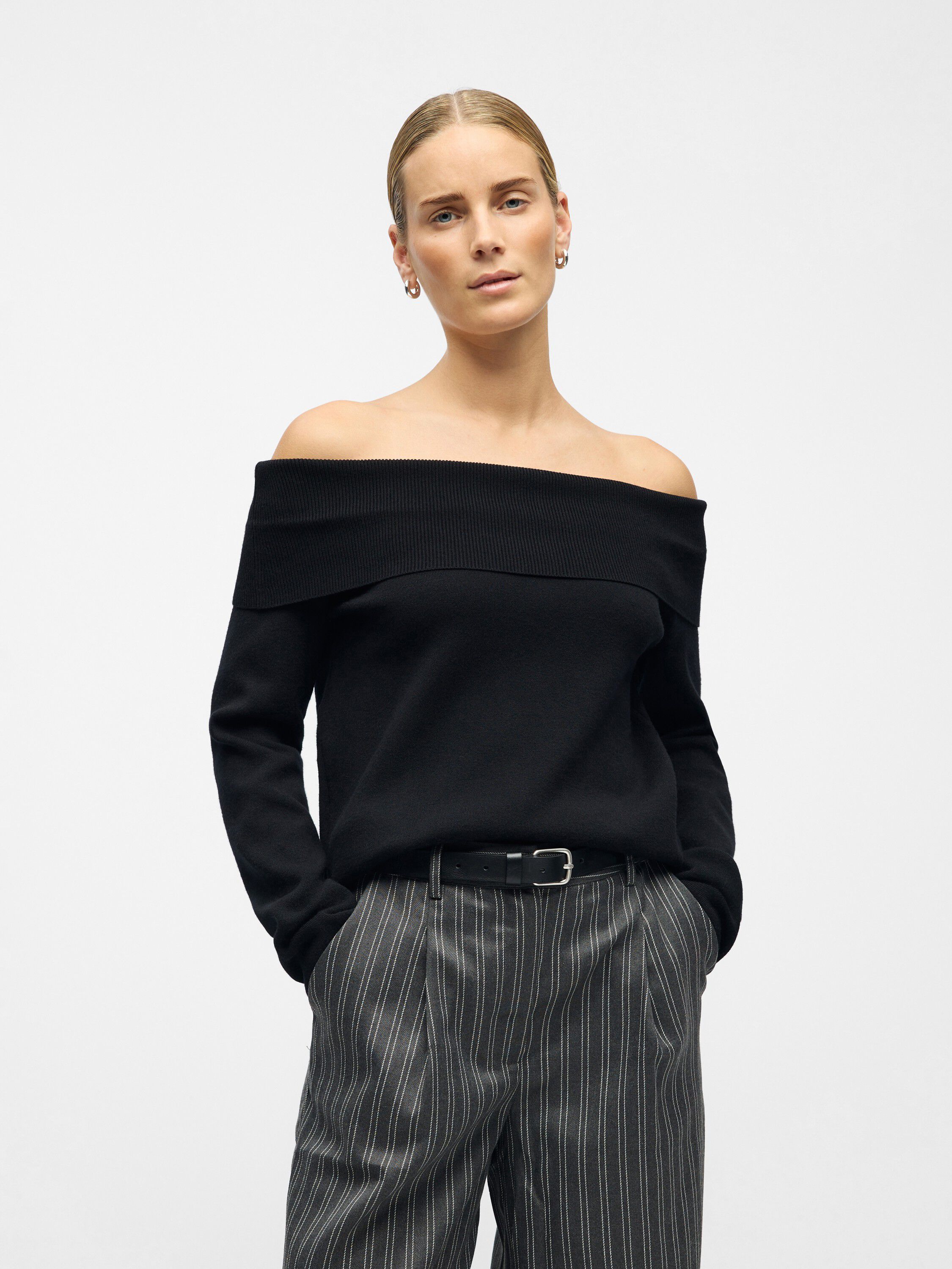 OBJREYNARD L/S RE OFF SHOULDER KNIT