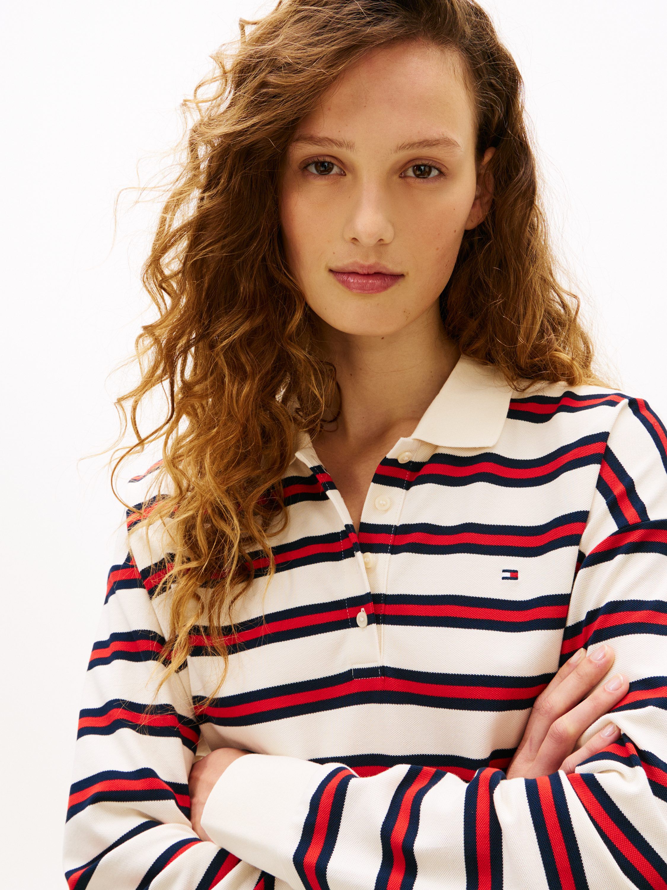 1985 Relaxed Fit Stripe Long Sleeve Polo Shirt