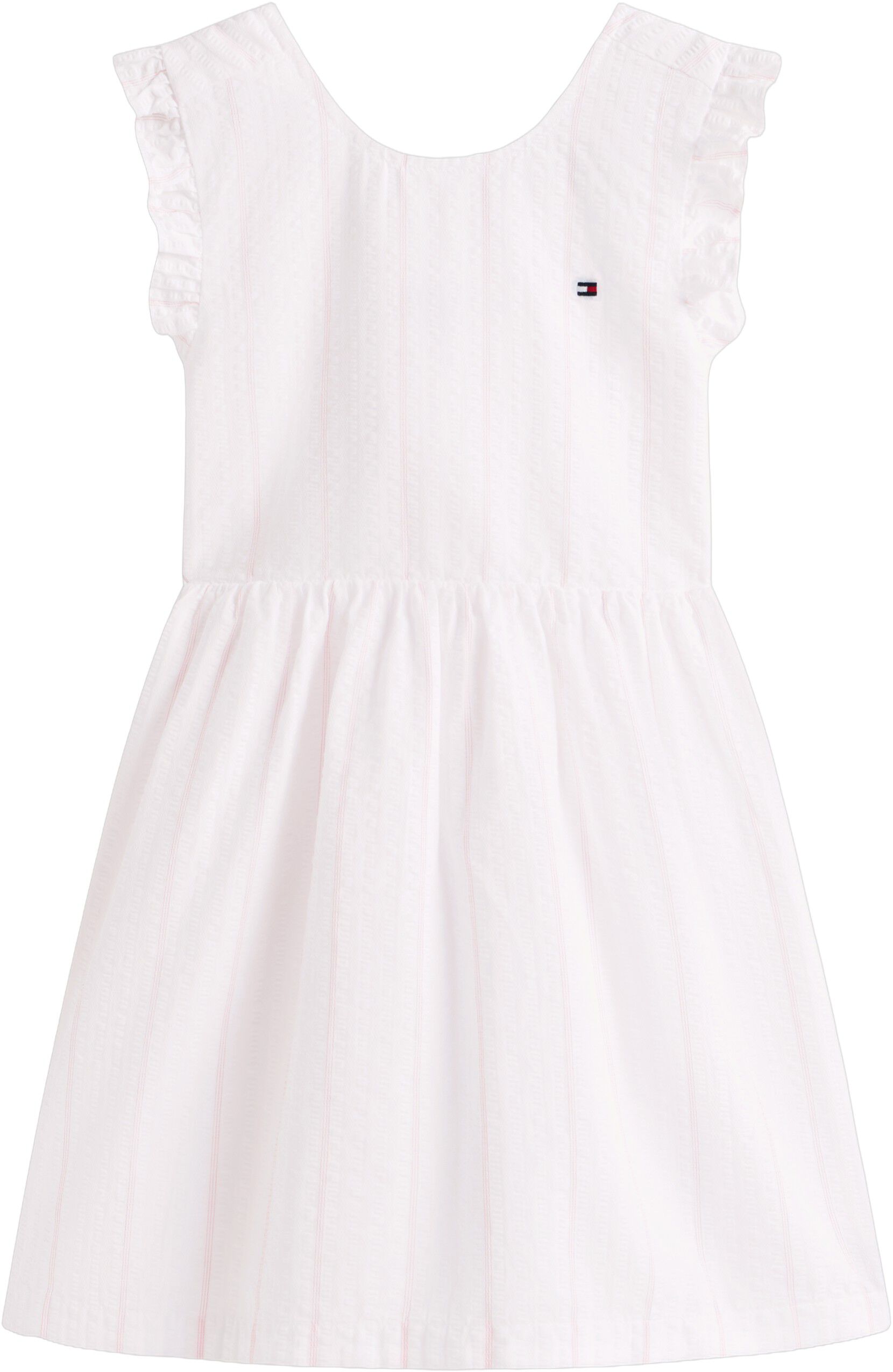 Open Back Seersucker Fit And Flare Dress