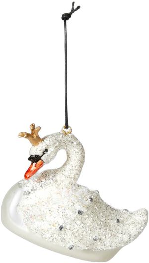 Julekugle svane 10x6x8cm glas