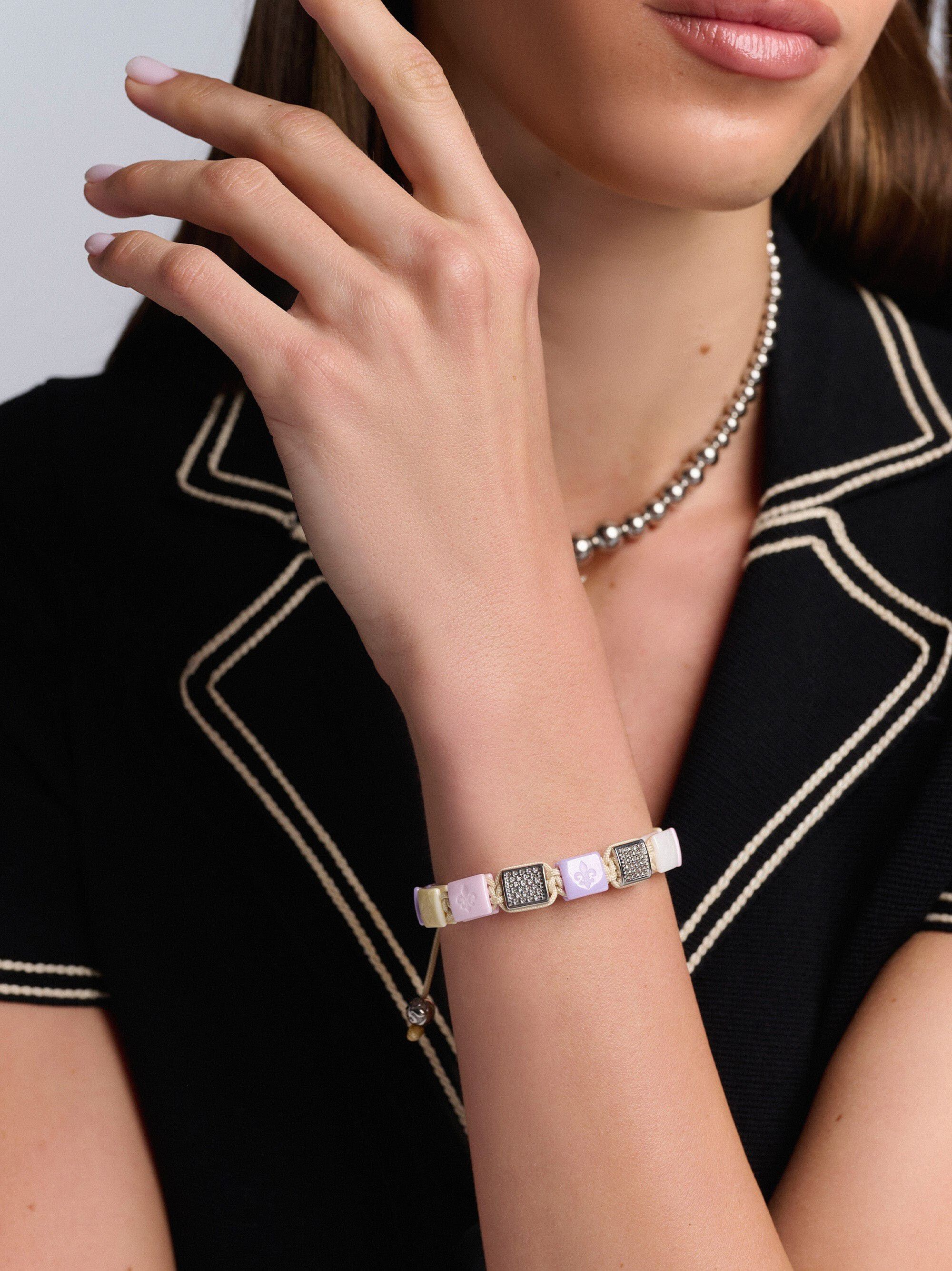Women's White, Cream, Lavender & Soft Pink Ceramic Flatbead