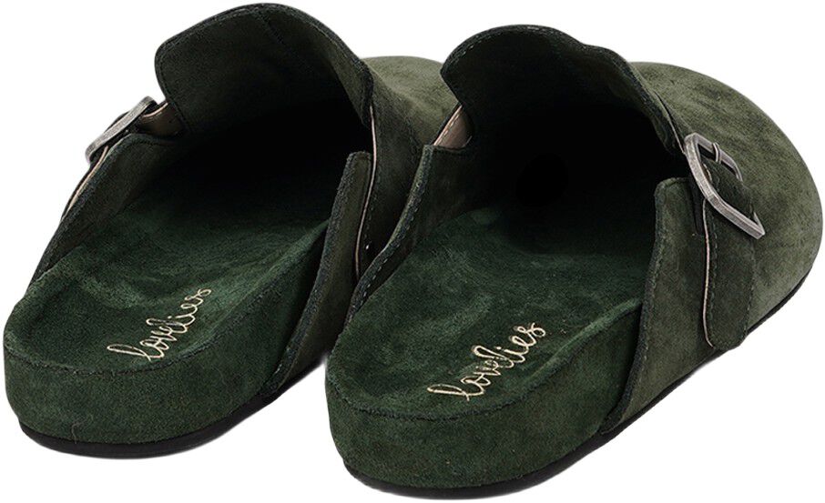 KAMAKURA - SILK COW SUEDE MULES WITH BUCKLE