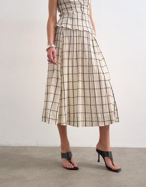 TSSALLY LW ANKLE SKIRT WVN WH