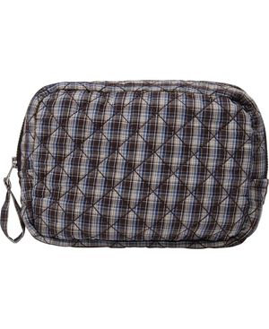 Make Up Bag, Quilted - Cotton Poplin YD Mini-Brown Check