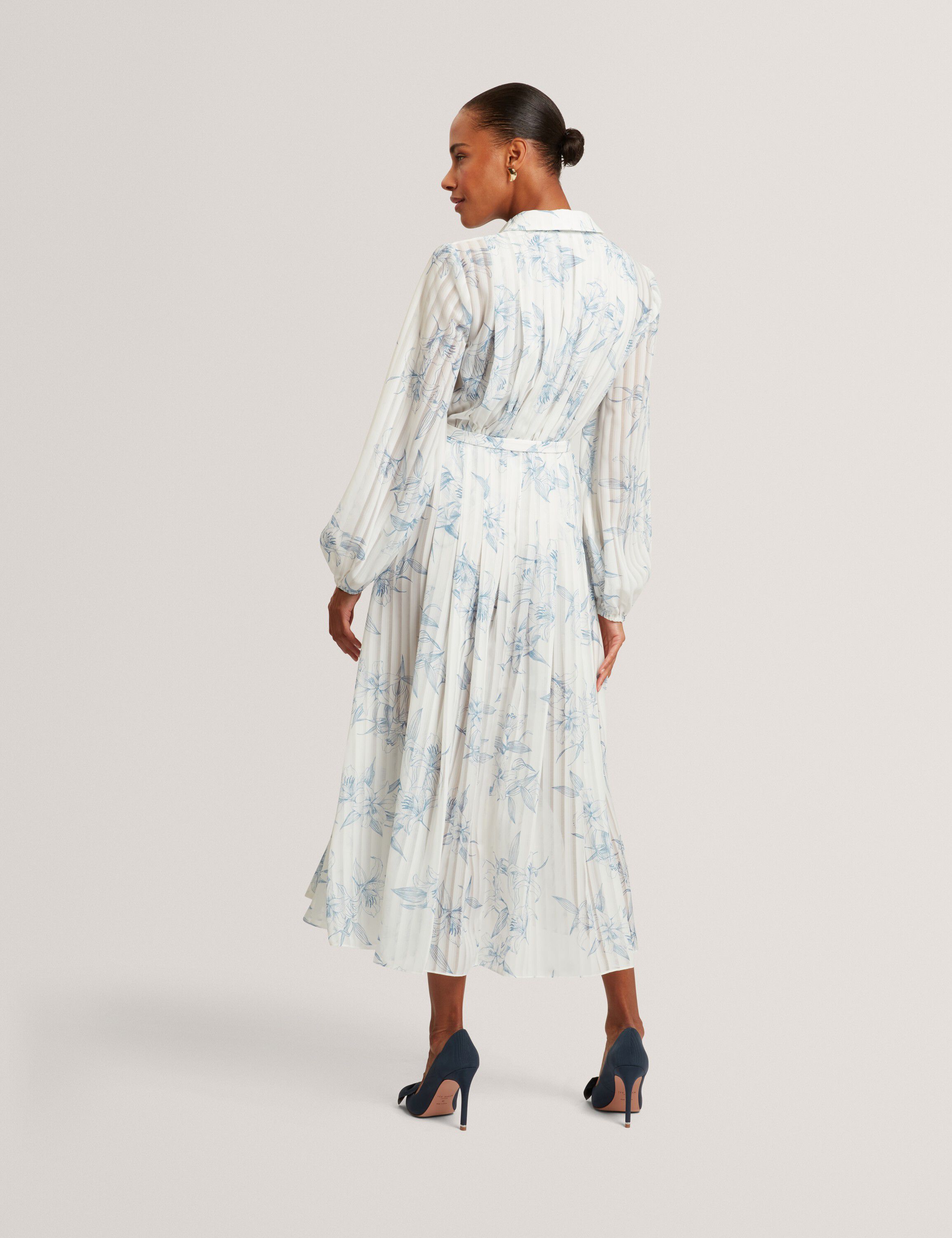 BERNIA Pleated Midi Printed Shirt D