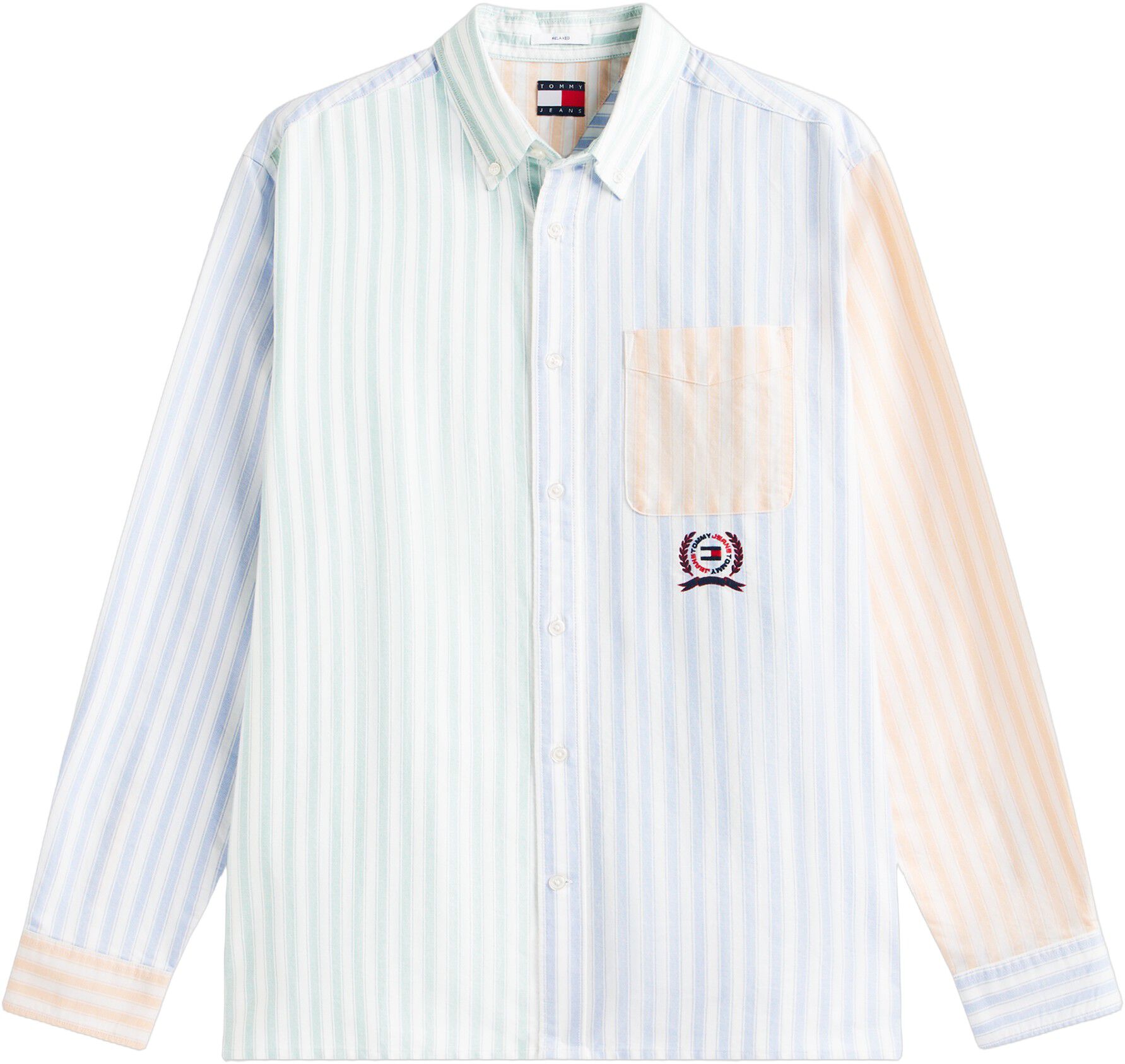 Relaxed Fit Colour-Blocked Stripe Oxford Shirt