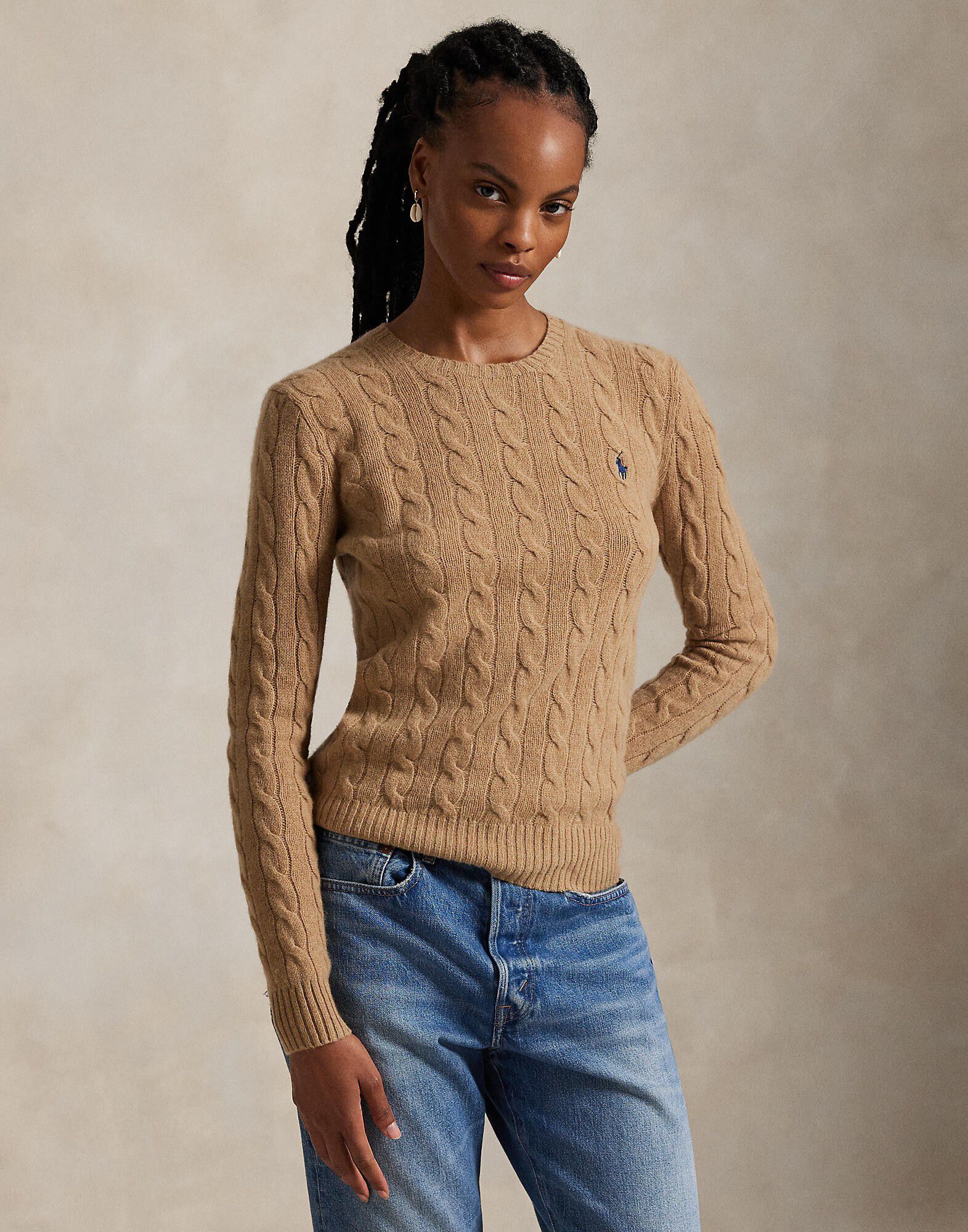 Cable Wool-Cashmere Crewneck Sweater