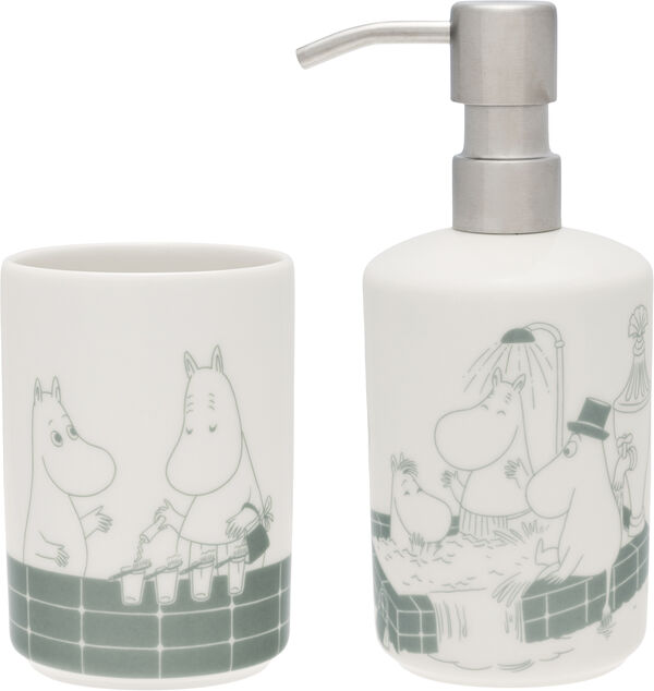 Moomin Arabia Sæbe dispenser & tandbørste holder sæt, Bad