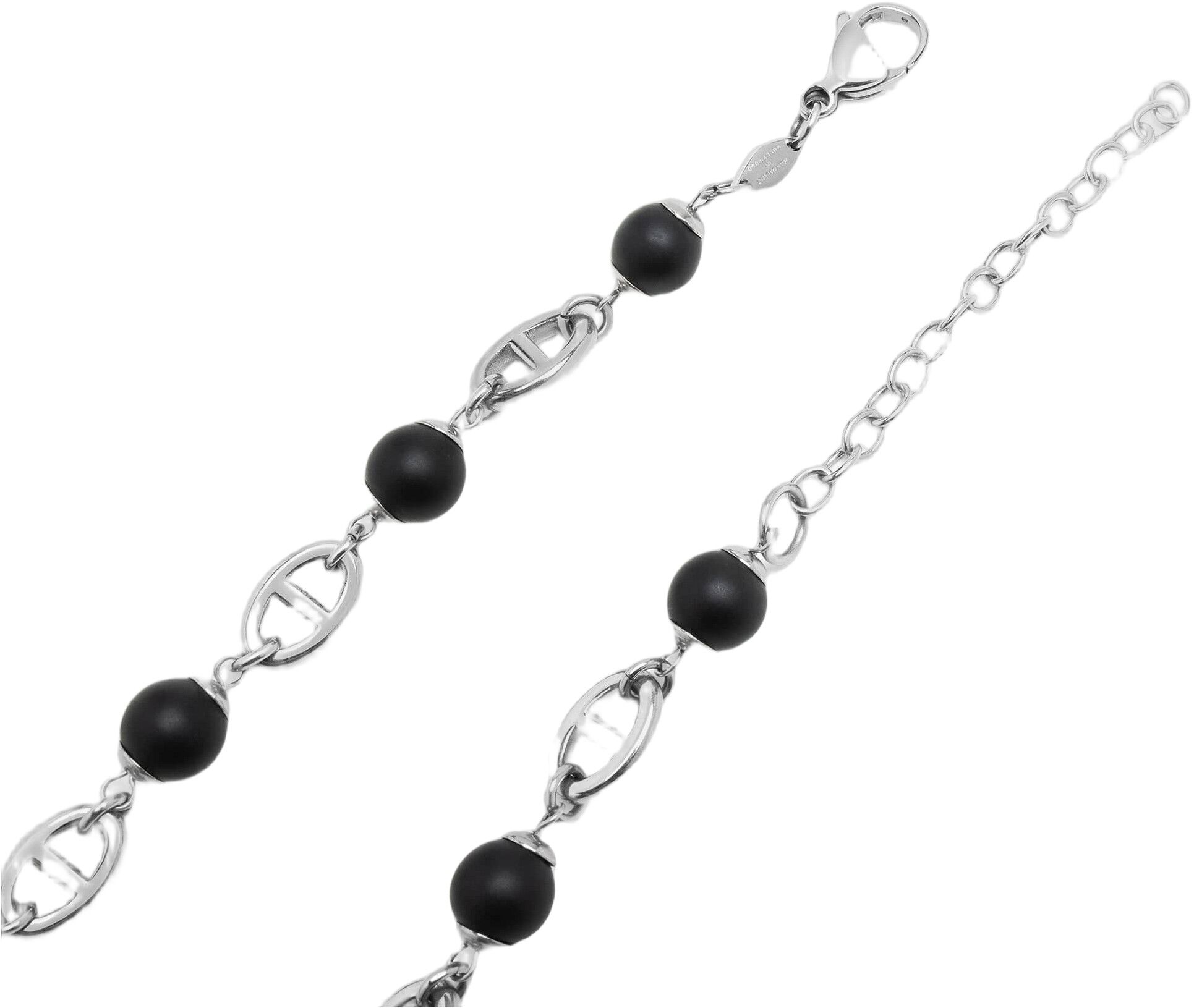 Men's Silver Mariner Chain with Matte Onyx