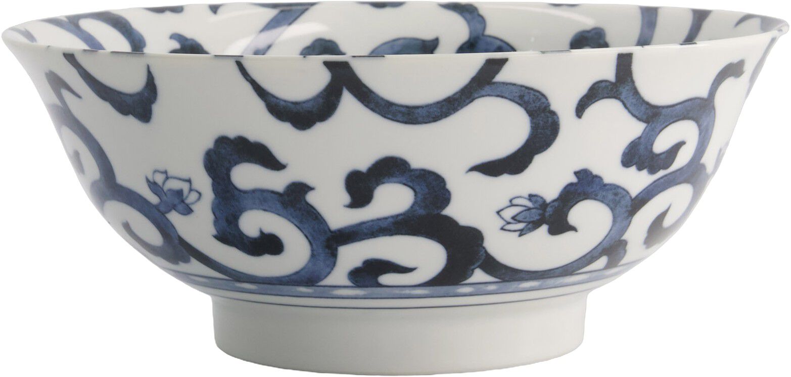 Wa Mixed Bowls Ramen 21x8.7cm 1300ml Goben Karakusa Blue 3/2