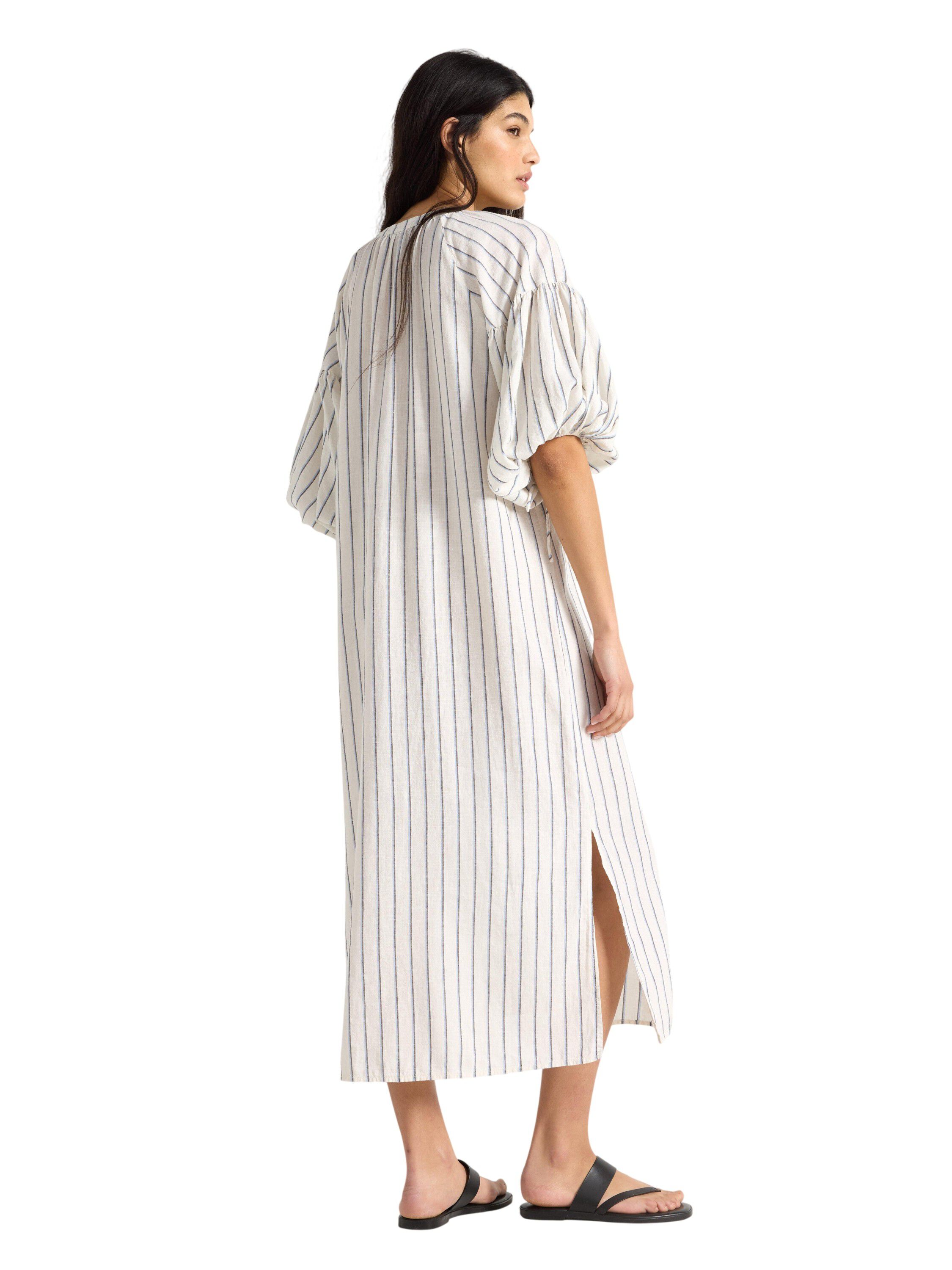 Midi dress with short puff sleeves