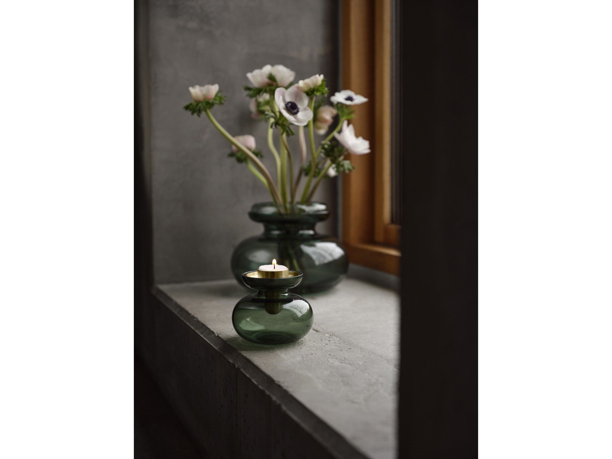 Vase/Lysestake Inu 11 x 10 cm Smoked Grey/Steel