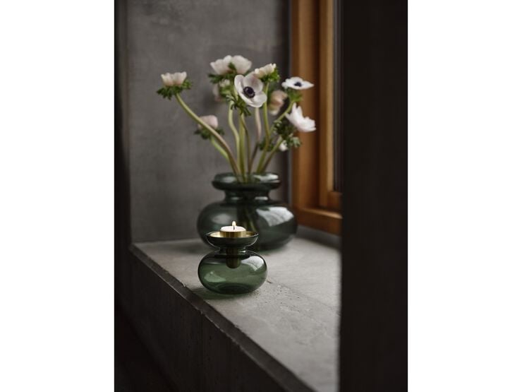 Vase/Lysestake Inu 11 x 10 cm Smoked Grey/Steel