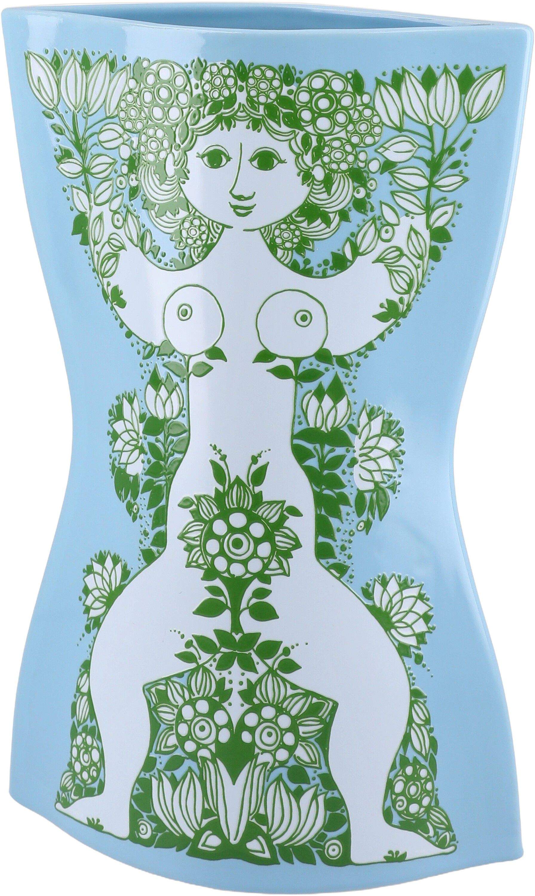 Nina Vase H28. 5 cm lys bl&aring;/gr&oslash;n