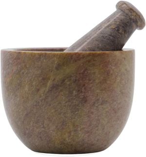 Mortar w. pestle, HDArb, Brown