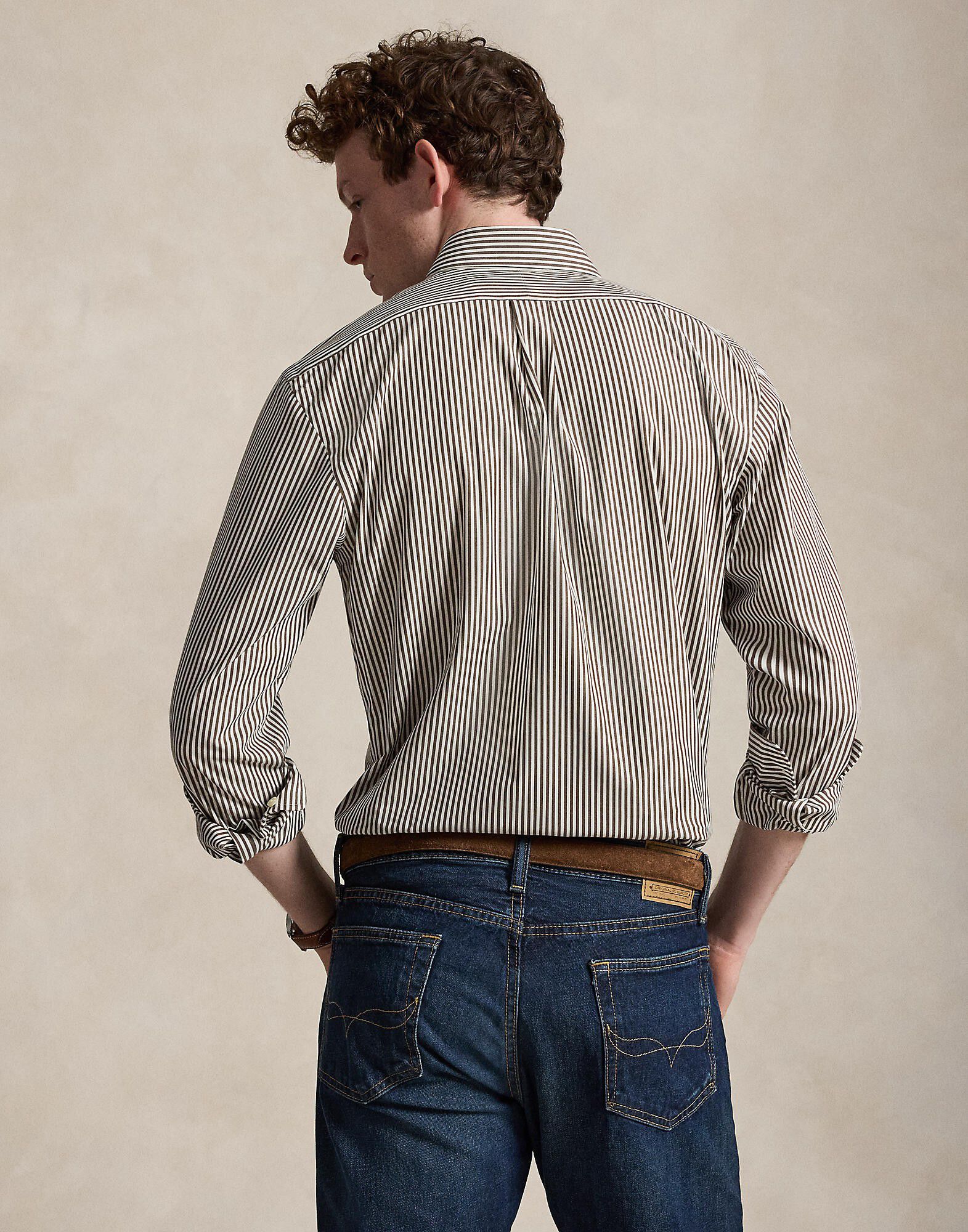 Custom Fit Striped Stretch Poplin Shirt