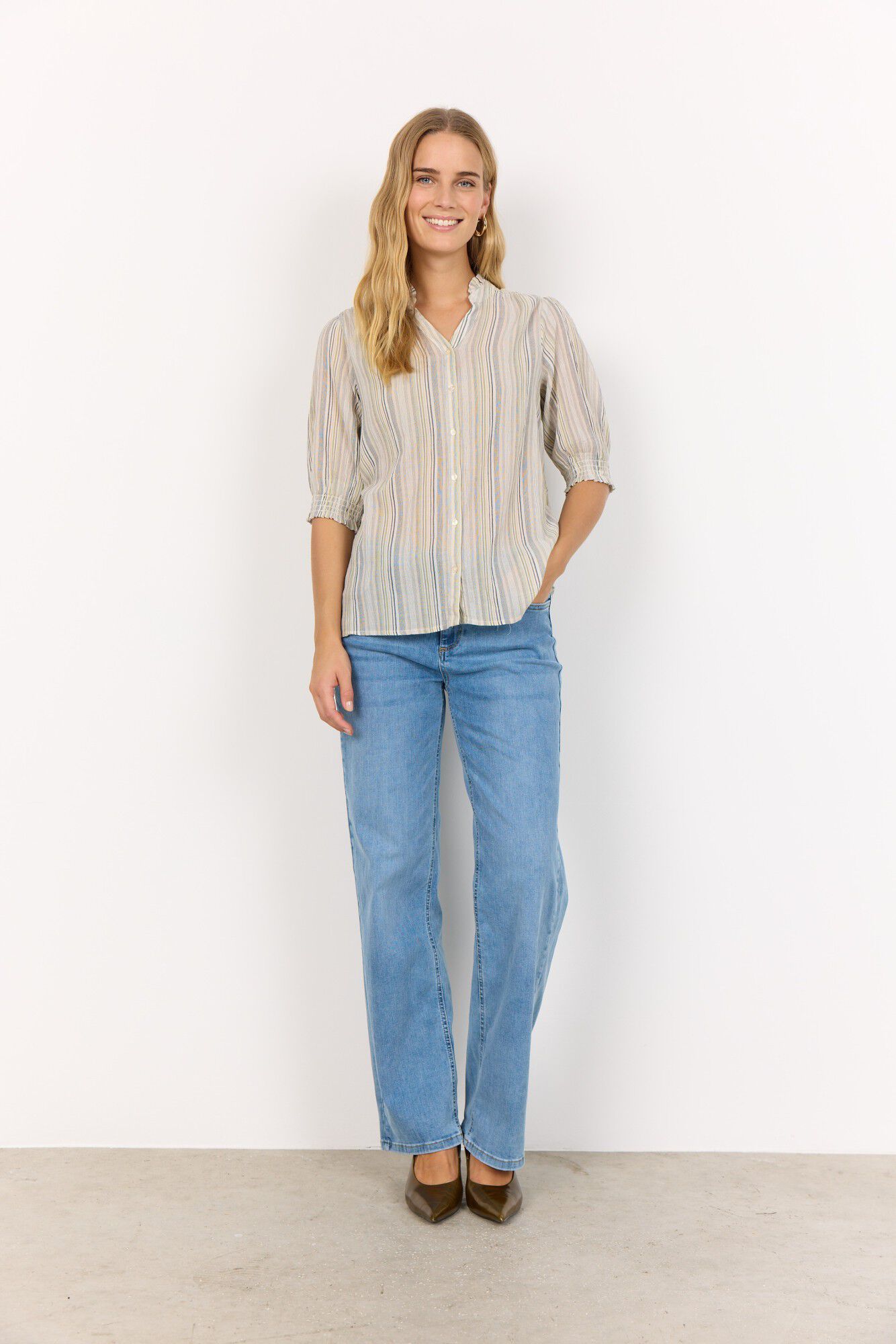 SC-PATTI 1 Bluse St&oslash;vet Gr&oslash;n