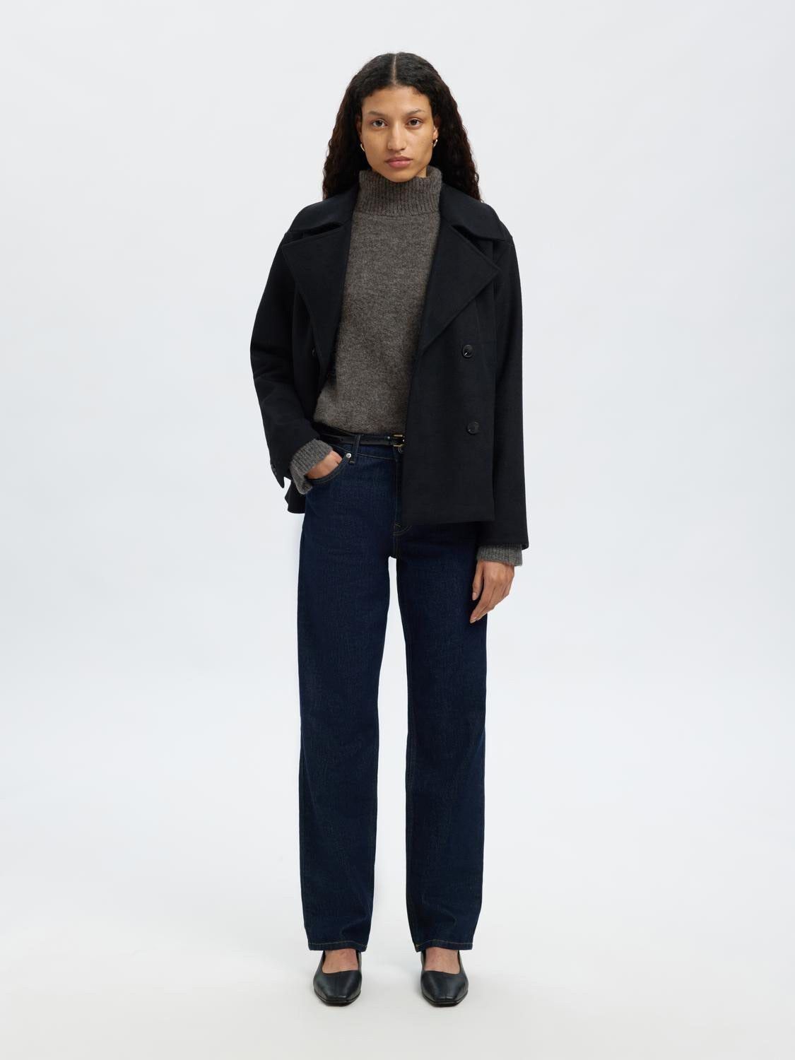 Slflulu Ls Knit Roll Neck Noos